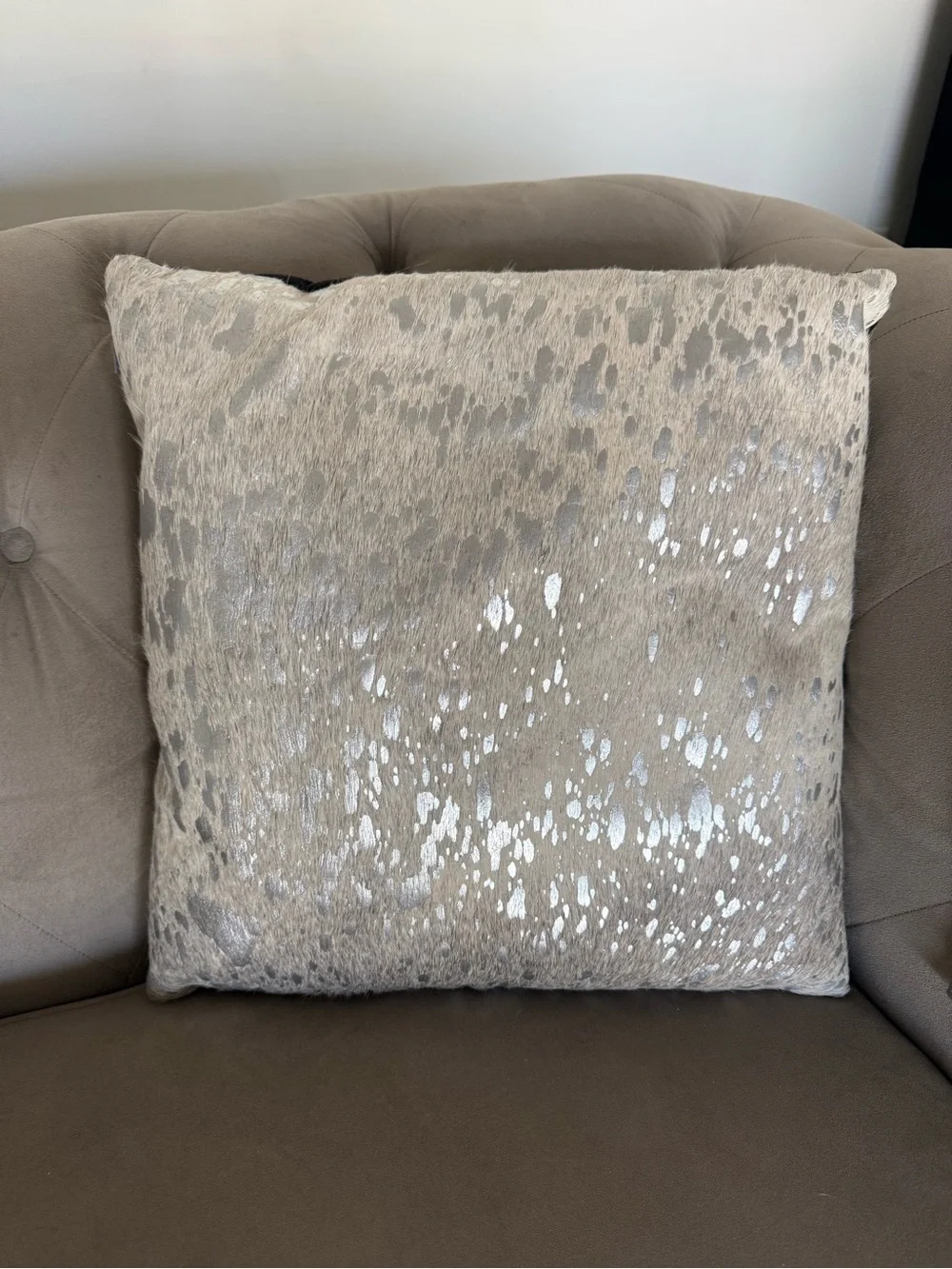 Neutral Silver-Speckled Accent Pillow - Premium Home Accent